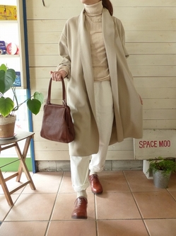evam eva angora robe coat / angora nocollar coat | SPACE MOO