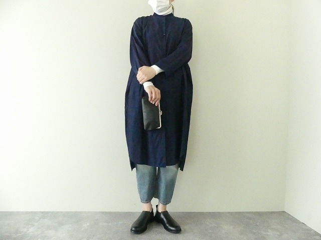 Yuni ユニ イズ ライク ア フラワー トゥー ミー インディゴコットンキュプラバンドカラーワンピース 17 01 Op 022 21 1 Space Moo