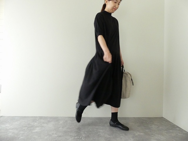 ご予約 Homspun ホームスパン 天竺ハイネック半袖ワンピース 211 6368 Space Moo