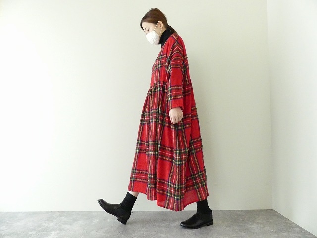 WOOL GAUZE TARTAN CHECK DRESS