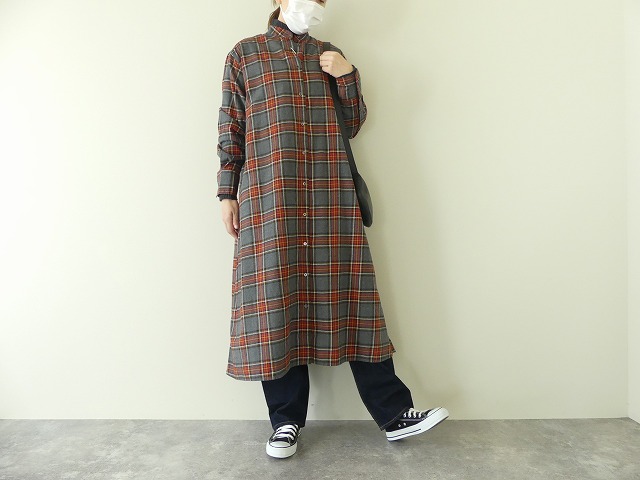 Souffle フランネルロングシャツワンピース 21w S022 Space Moo