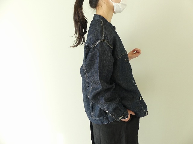 11ozリネンデニムバンドカラードロップショルダーGジャンの商品画像5