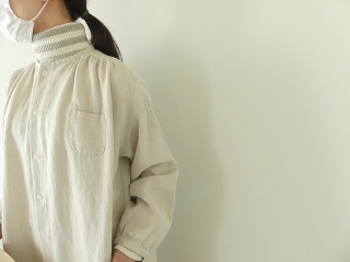 WOOLリネンのやわらかツイル ワイドスタンド襟ワンピースの商品画像15
