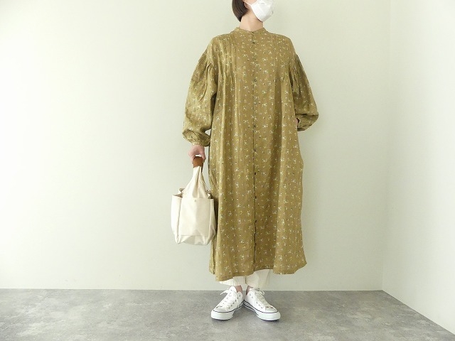 リネンフローラルパターンフロントタックシャツドレスの商品画像3