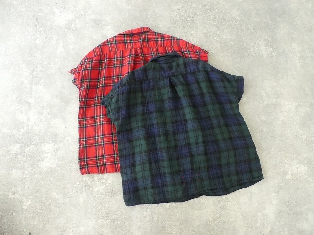 タータンチェックエバーグリーンWide　フレンチ半袖シャツの商品画像11