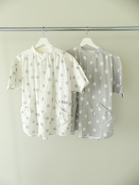 Girls　白とグレーの水玉 スタンドシャツの商品画像3