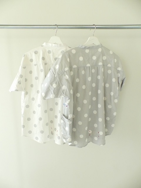 Girls　白とグレーの水玉 スタンドシャツの商品画像6