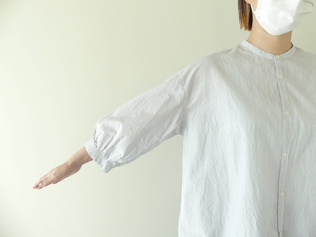 先染めタイプライター7分袖スタンドシャツの商品画像4