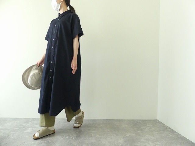 リサイクルオックス数字刺繍半袖シャツワンピースの商品画像1