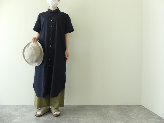 リサイクルオックス数字刺繍半袖シャツワンピースの商品画像7