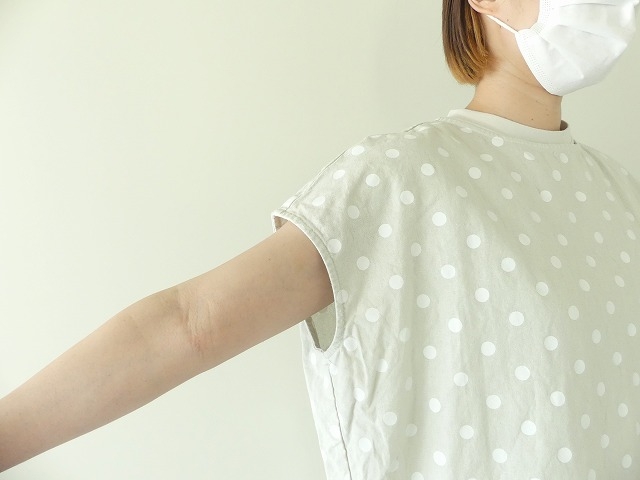 11/1リネンコットンキャンバスドットプリントスリーブレス裾ヒモワイドPOの商品画像3