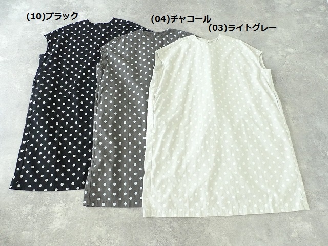 11/1リネンコットンキャンバスドットプリントスリーブレスビッグワンピースの商品画像11