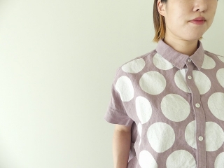 快晴堂(かいせいどう) パネルプリントの大きな水玉　wideフレンチ半袖シャツの商品画像21