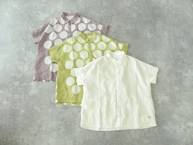 快晴堂(かいせいどう) パネルプリントの大きな水玉　wideフレンチ半袖シャツの商品画像3
