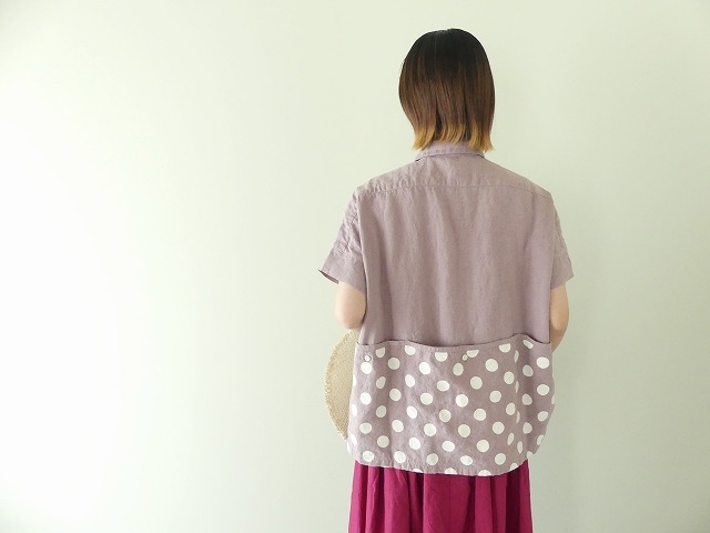 快晴堂(かいせいどう) パネルプリントの大きな水玉　wideフレンチ半袖シャツの商品画像6
