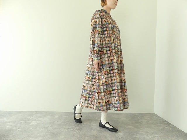 リバティARCHIVE GINGHAM ヘンリーネックワンピース