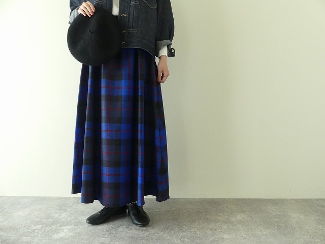 WORSTED WOOL GATHER FLARED SKIRT
