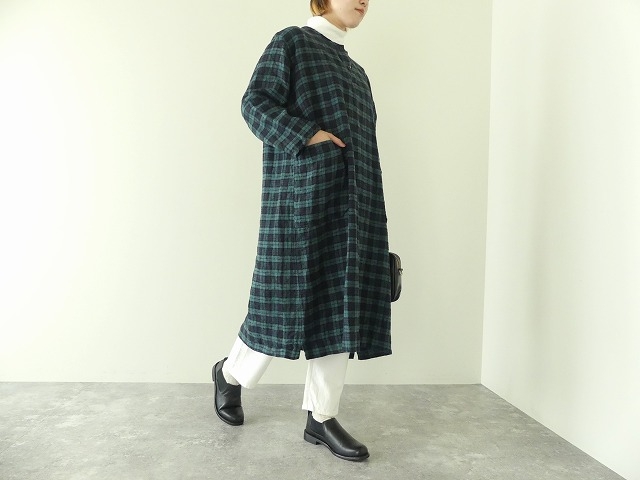 SARAHWEAR(サラウェア) Brushed Linen タータンヘンリーネックドレスの商品画像1