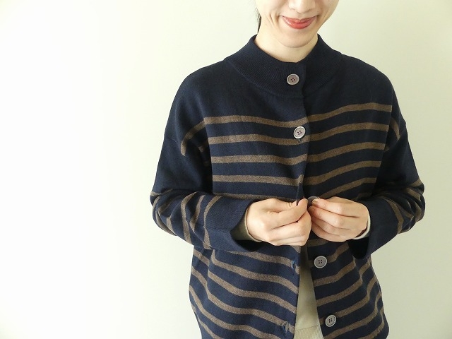 maomade(マオメイド) メリノウール混パネルボーダーちらっと配色カーディガンの商品画像6