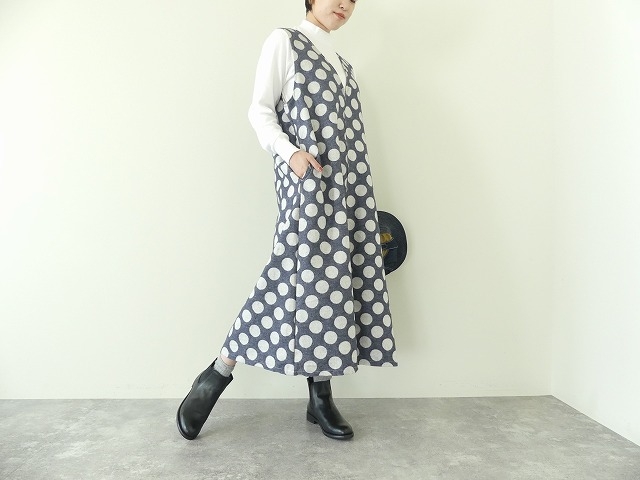 NARU 丸柄ジャズネップデニムジャンパースカートの商品画像8