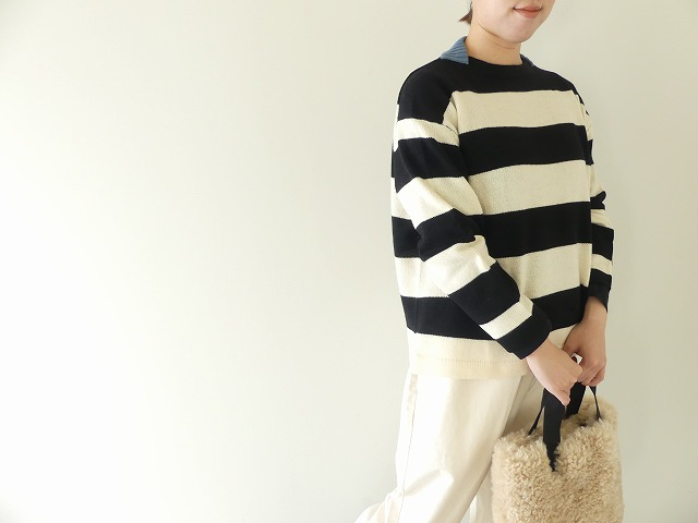 maomade(マオメイド) ウールミドルゲージ配色ワイドしましまプルオーバーの商品画像1