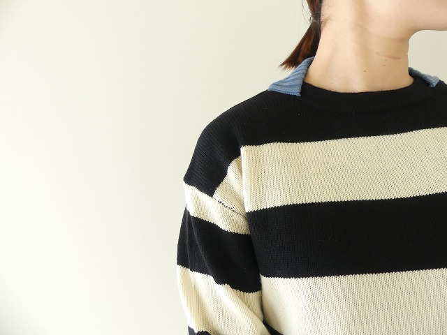 maomade(マオメイド) ウールミドルゲージ配色ワイドしましまプルオーバーの商品画像3