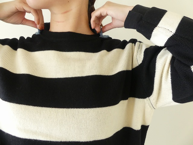 maomade(マオメイド) ウールミドルゲージ配色ワイドしましまプルオーバーの商品画像4