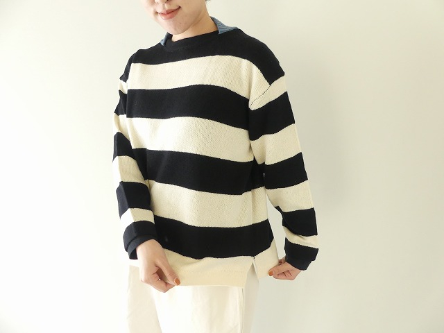 maomade(マオメイド) ウールミドルゲージ配色ワイドしましまプルオーバーの商品画像7