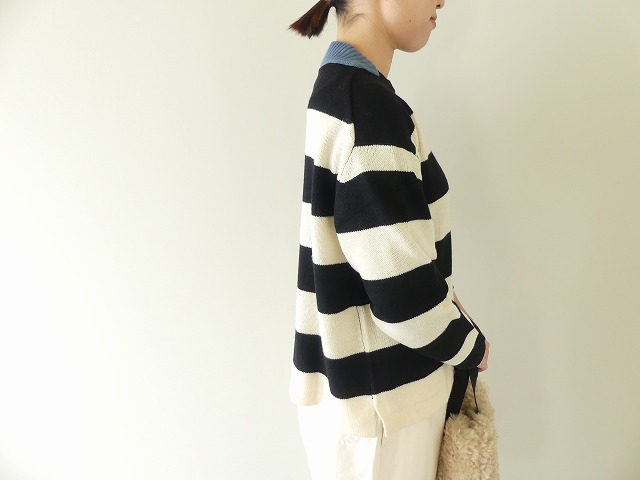 maomade(マオメイド) ウールミドルゲージ配色ワイドしましまプルオーバーの商品画像8