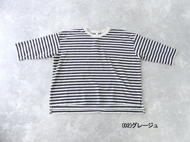 prit(プリット) リサイクルムラ糸天竺ボーダー7分袖ワイドTシャツの商品画像11
