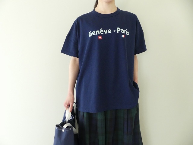快晴堂(かいせいどう) 「旅への便り」　半袖Girl's-Tシャツ WIDE FITサイズ　B柄「ジュネーブ=パリ間の航空郵便」の商品画像4