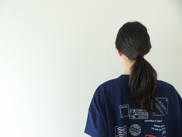 快晴堂(かいせいどう) 「旅への便り」　半袖Girl's-Tシャツ WIDE FITサイズ　B柄「ジュネーブ=パリ間の航空郵便」の商品画像7