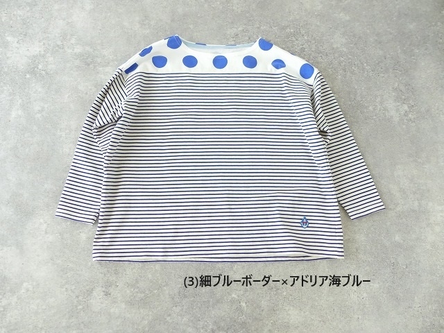 快晴堂(かいせいどう) HAYATEボーダー水玉Tシャツ　ネック切り替えに水玉のボートネックの商品画像10