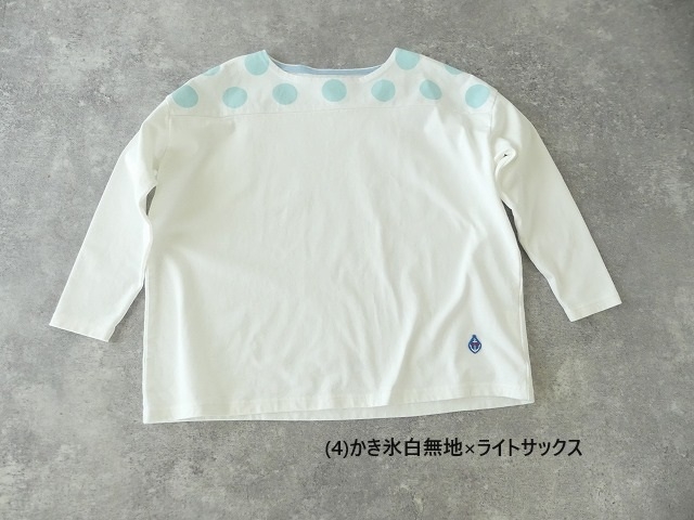 快晴堂(かいせいどう) HAYATEボーダー水玉Tシャツ　ネック切り替えに水玉のボートネックの商品画像12