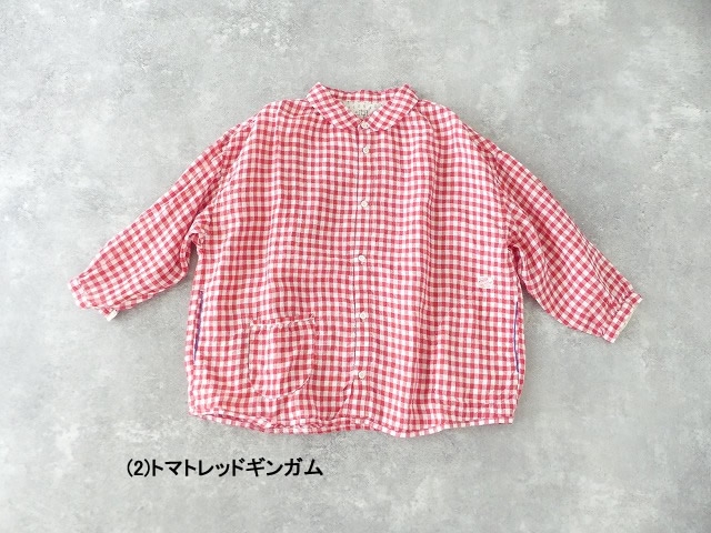 快晴堂(かいせいどう) Girls リネンギンガム 丸衿7分袖羽織シャツの商品画像11