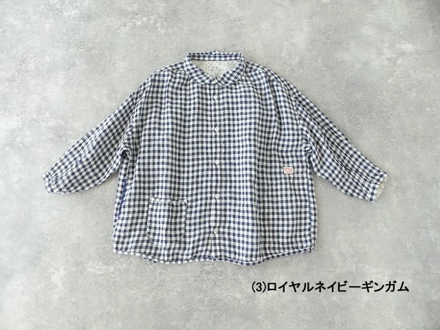快晴堂(かいせいどう) Girls リネンギンガム 丸衿7分袖羽織シャツの商品画像13