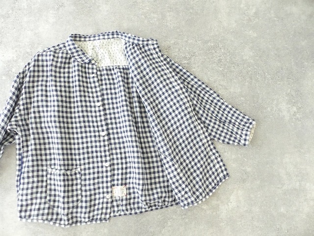快晴堂(かいせいどう) Girls リネンギンガム 丸衿7分袖羽織シャツの商品画像15