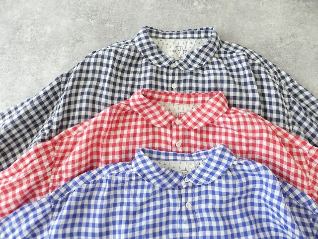 快晴堂(かいせいどう) Girls リネンギンガム 丸衿7分袖羽織シャツの商品画像16