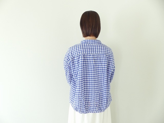 快晴堂(かいせいどう) Girls リネンギンガム 丸衿7分袖羽織シャツの商品画像4