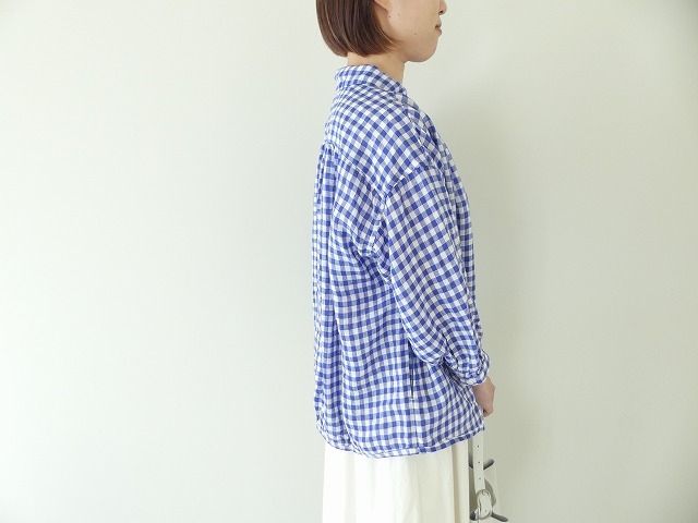 快晴堂(かいせいどう) Girls リネンギンガム 丸衿7分袖羽織シャツの商品画像5