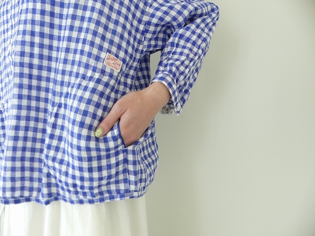 快晴堂(かいせいどう) Girls リネンギンガム 丸衿7分袖羽織シャツの商品画像7