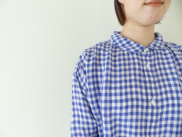 快晴堂(かいせいどう) Girls リネンギンガム 丸衿7分袖羽織シャツの商品画像8