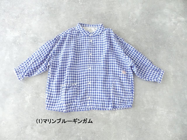 快晴堂(かいせいどう) Girls リネンギンガム 丸衿7分袖羽織シャツの商品画像9