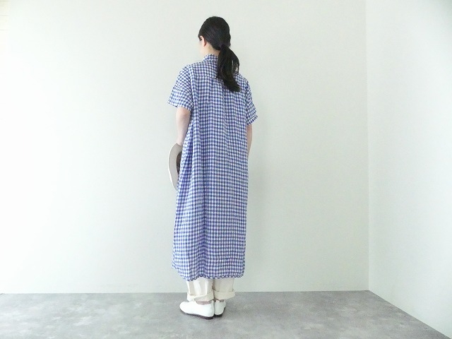 快晴堂(かいせいどう) Girl'sリネンギンガム 丸衿タブ半袖ワンピースの商品画像13