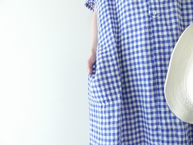 快晴堂(かいせいどう) Girl'sリネンギンガム 丸衿タブ半袖ワンピースの商品画像5