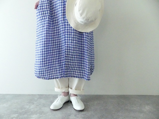 快晴堂(かいせいどう) Girl'sリネンギンガム 丸衿タブ半袖ワンピースの商品画像7