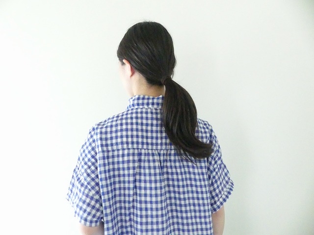 快晴堂(かいせいどう) Girl'sリネンギンガム 丸衿タブ半袖ワンピースの商品画像9