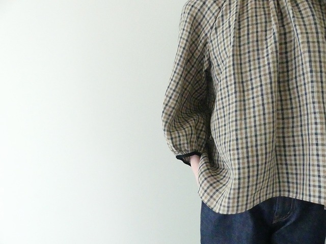 R&D.M(オールドマンズテーラー) LINEN GUN CLUB CHECK SMOCK BLOUSE の商品画像4