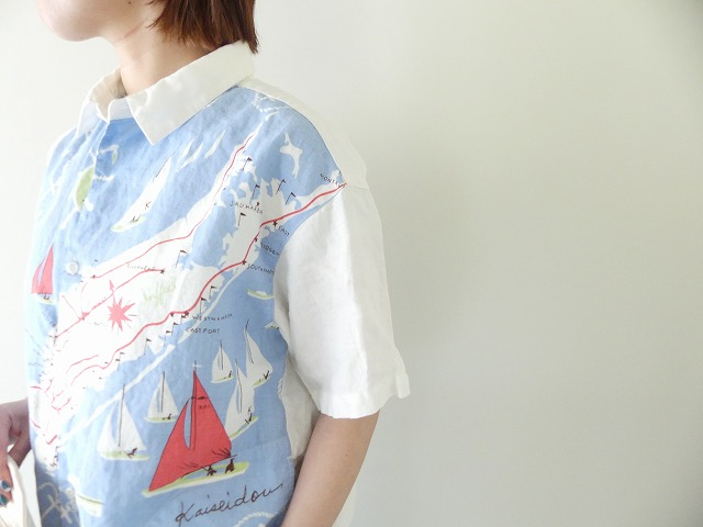 快晴堂(かいせいどう) HAYATEカロハプリント セーリング柄Wideカロハシャツの商品画像1