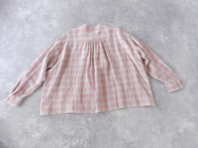 Hands　of　creation(ハンズオブクリエイション) リネンチェック東炊きバンドカラーフリルブラウスの商品画像14